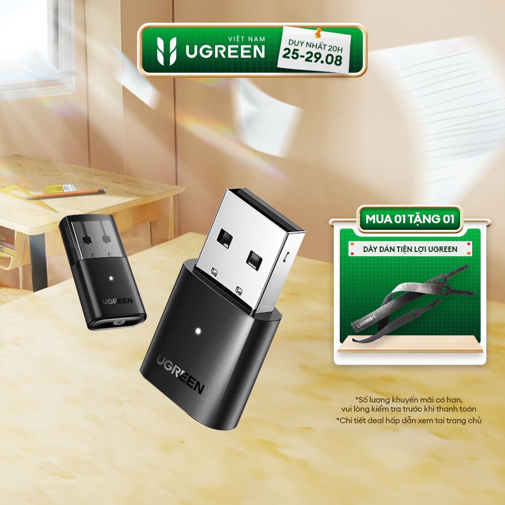 Thiết bị usb bluetooth ugreen cm390 | chứng nhận srrc | nguyên vật liệu cao cấp | bảo hành 18 tháng 1 đổi 1| 80889.