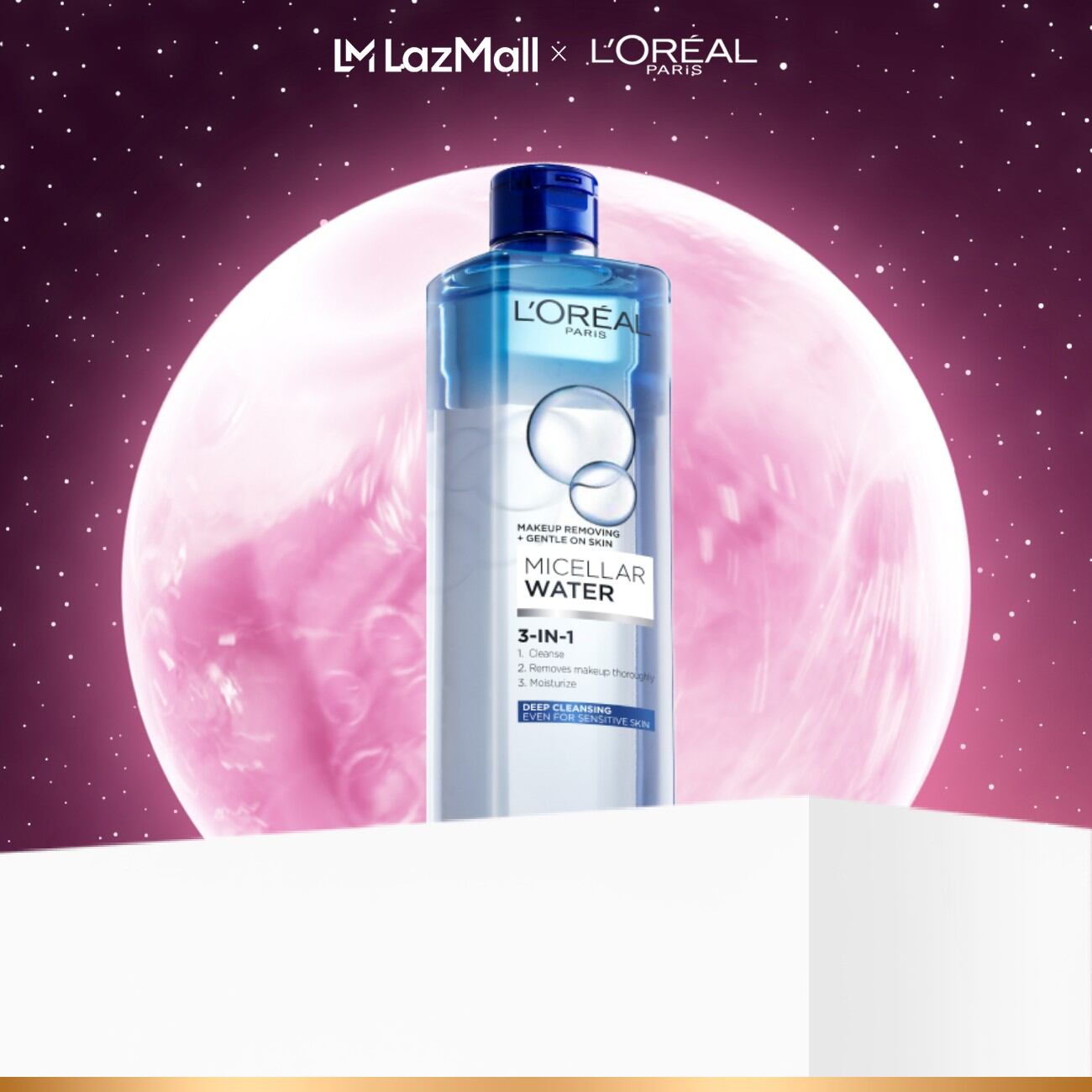 Nước tẩy trang đa năng 3-in-1 L'Oreal Paris Micellar làm sạch sâu 400ml (xanh dương đậm)