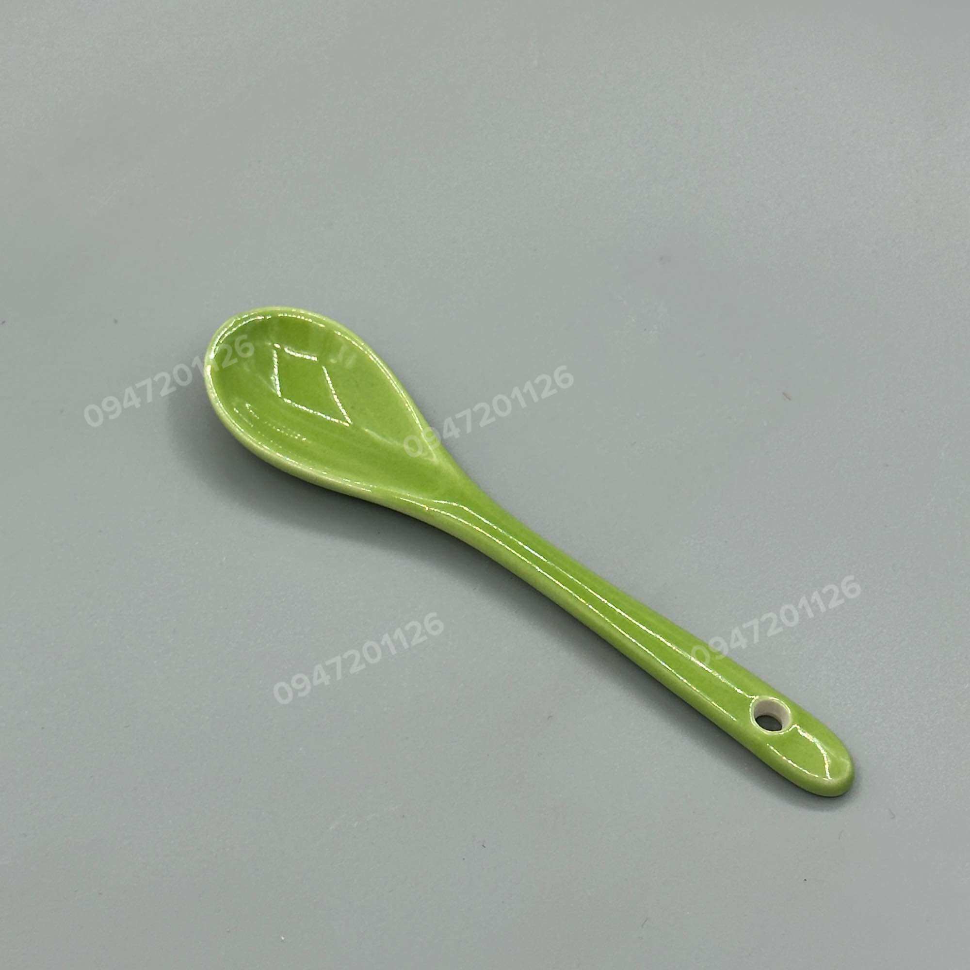 Thìa cafe gốm Bát Tràng - Thìa pha khuấy cafe dài 12cm