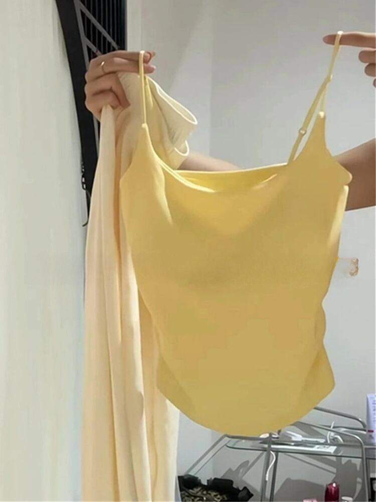 Áo Vest Nữ Màu Vàng Ôm Vừa Vặn Có Đệm Ngực, Áo Vest Nữ Mùa Hè 2024, Áo Vest Nữ Dáng Ôm, Áo Vest Nữ Có Dây Đeo