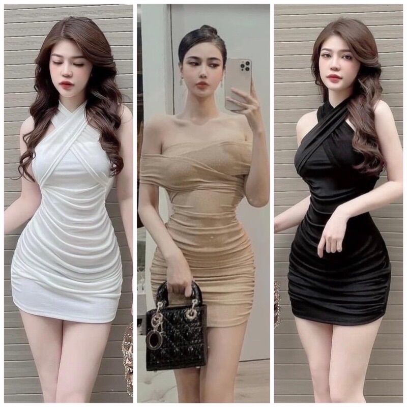 Đầm lụa chéo cổ xinh Boong Store bdc99