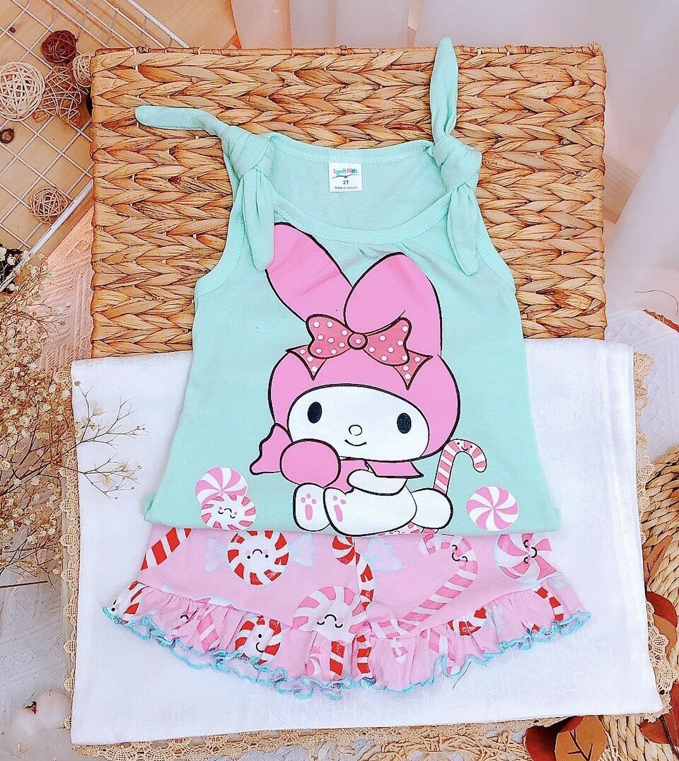 Bộ sát nách nơ vai bé gái hình Mickey