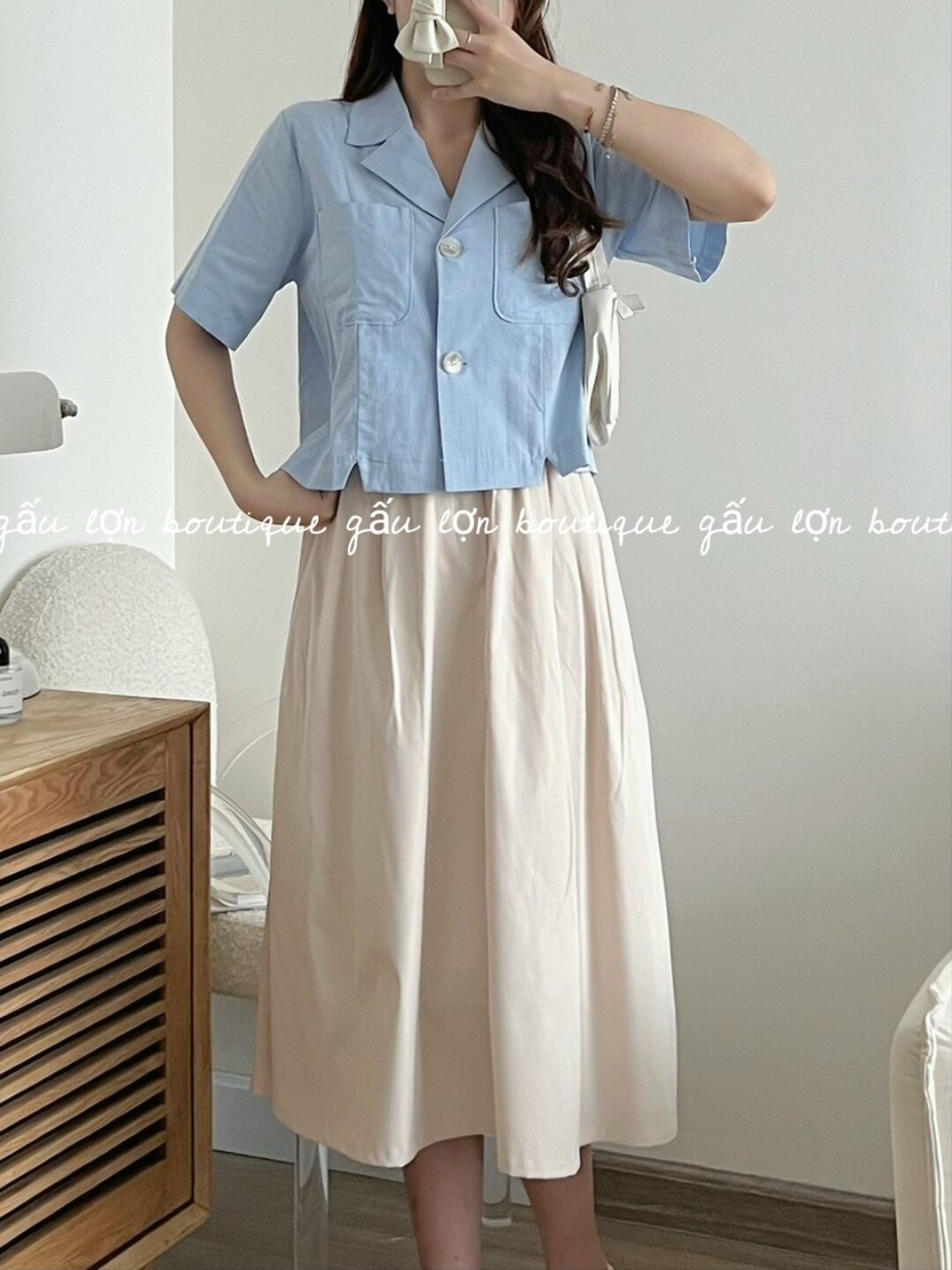 chân váy midi chất thô ulzzang hàn quốc