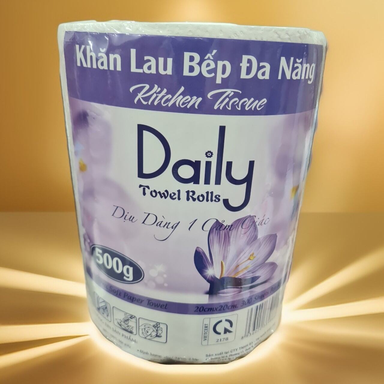 Combo 3 cuộn giấy lau bếp đa năng tiện lợi Daily Towel Rolls 2 lớp, dùng một lần.