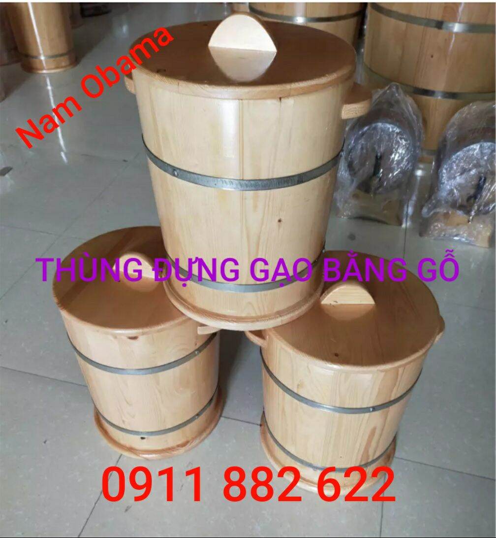 THÙNG ĐỰNG GẠO BẰNG GỖ Loại 35 kg