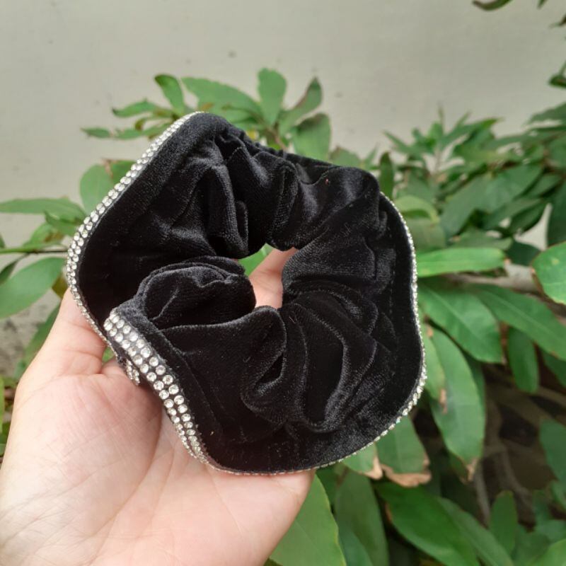 Cột tóc nhung đính xoàn 2 hàng