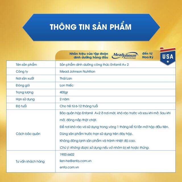 Sữa bột Enfamil A+ 2 400g dành cho bé 6-12 tháng