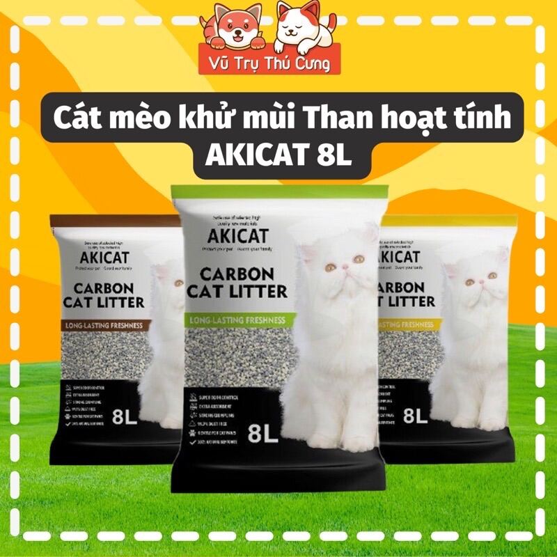 Cát vệ sinh cho Mèo than hoạt tính AKICAT 8L