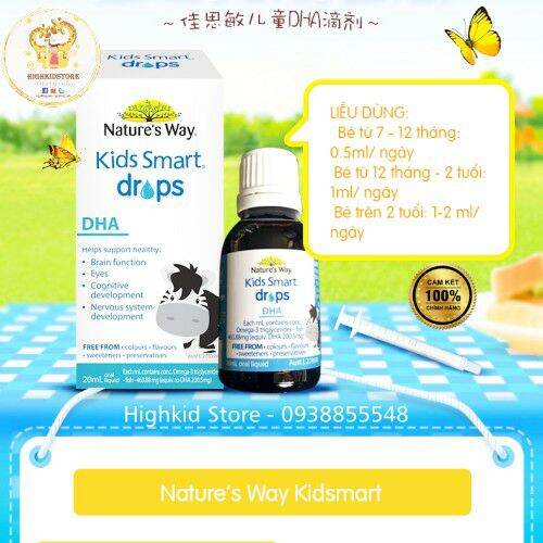 DHA dạng giọt Nature’s Way Kid Smart DHA Drops 20ml Úc Drop