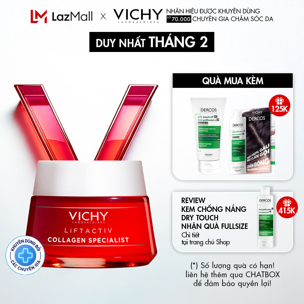 Kem dưỡng ngăn ngừa dấu hiệu lão hóa và làm săn chắc da Vichy Liftactiv Collagen Specialist 50ml