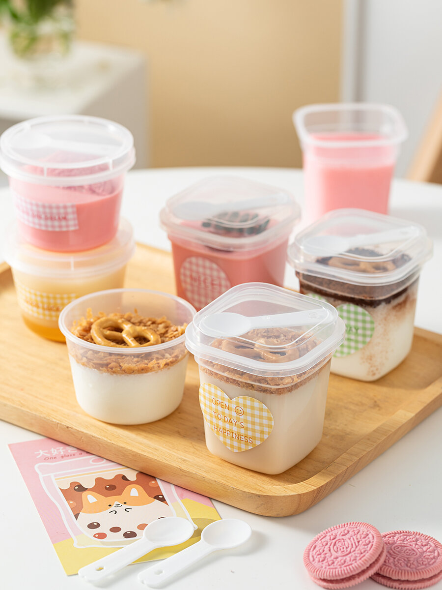 Đá Đặc Biệt Màu Be Hộp Dạ Hội Bao Bì Món Tráng Miệng Bánh Mousse Handmade Dùng Một Lần Có Nắp Tủ Đông Thân Thiện Làm Bánh Tự Làm Dụng Cụ