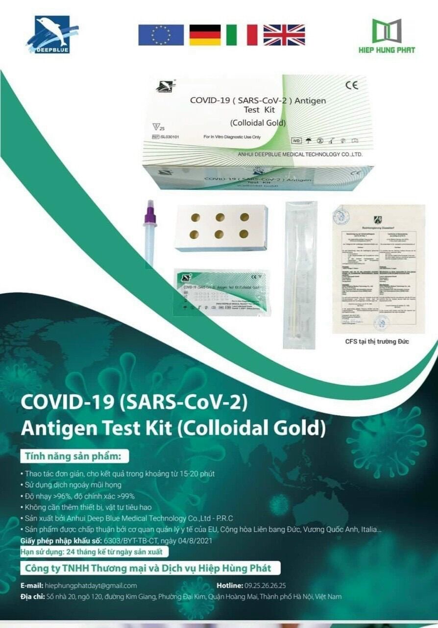 Kit test nhanh covid Colloidal Gold 10k/bộ HSD 2024