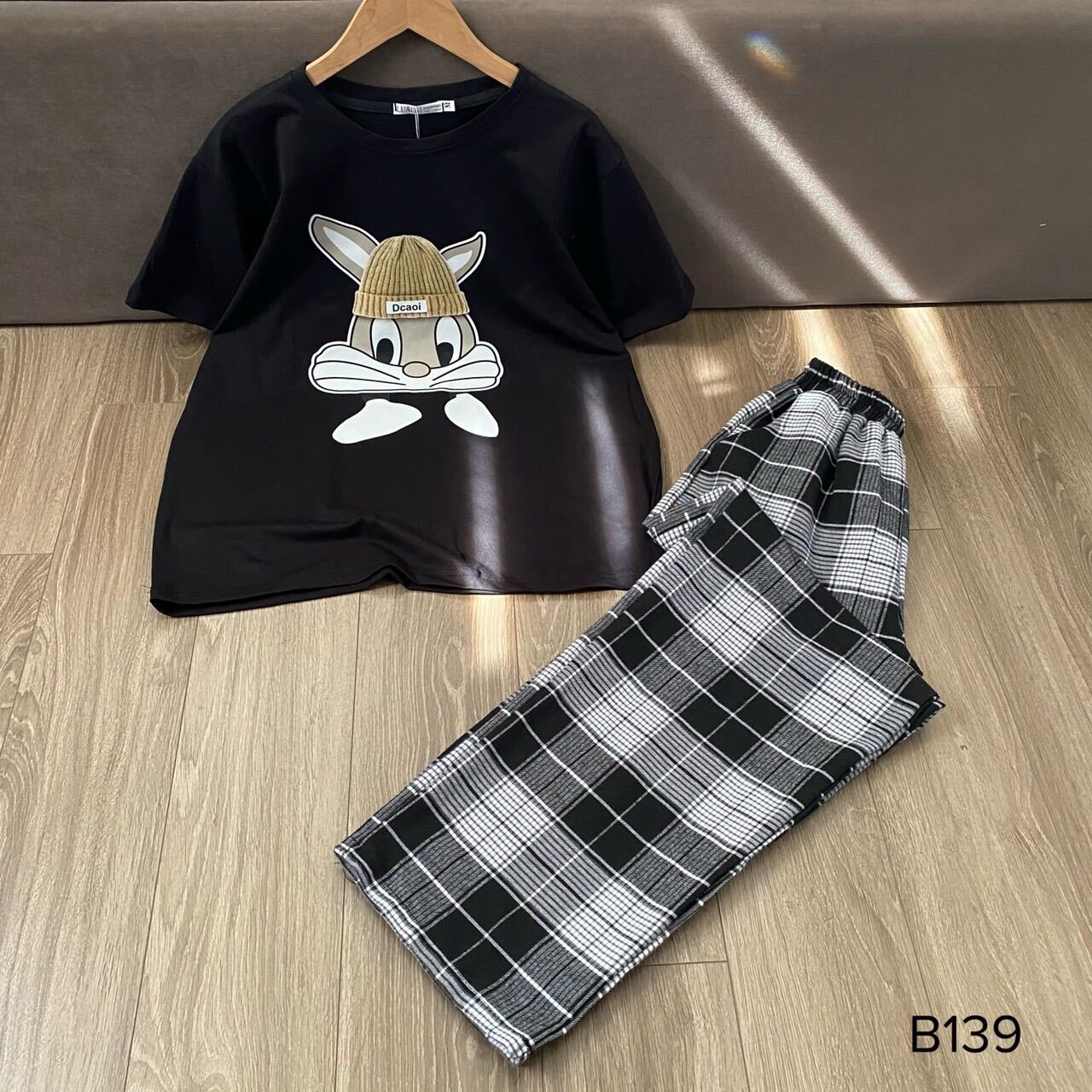 Set bộ cotton hoạ tiết quần thô xuông siêu xinh