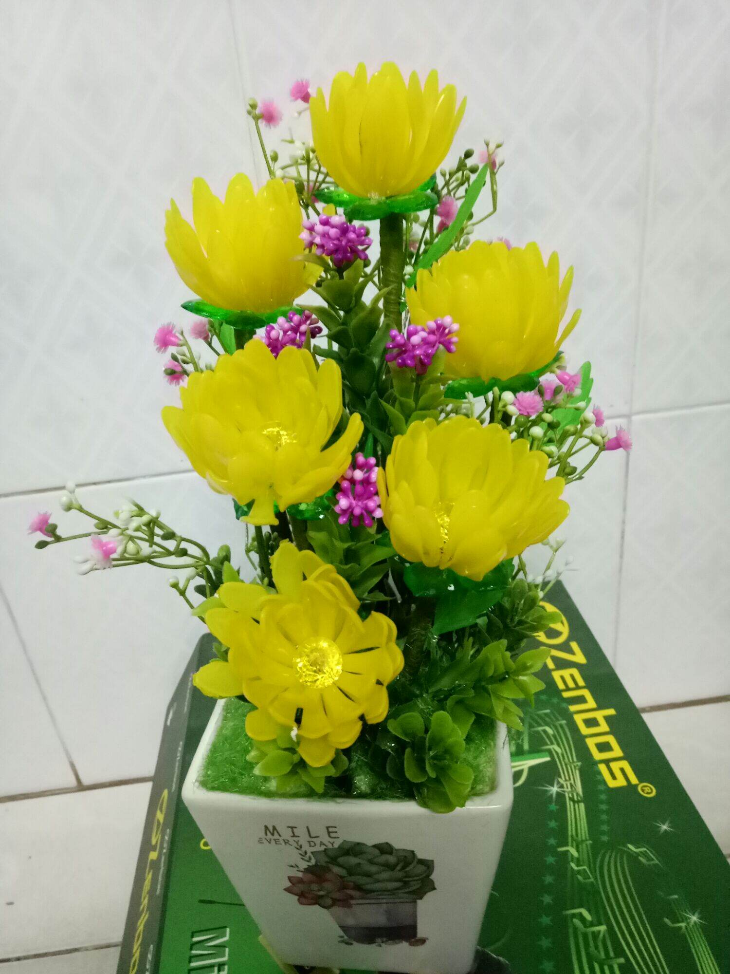 Chậu hoa cúc pha lê (30x12x12)