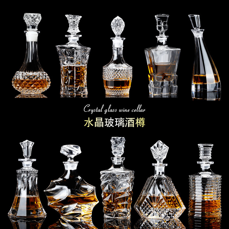 Bình rượu thủy tinh pha lê phong cách châu âu bình đựng rượu gia dụng sáng tạo bình đựng rượu kín có nắp bình rượu tây bình rượu vang bình rượu