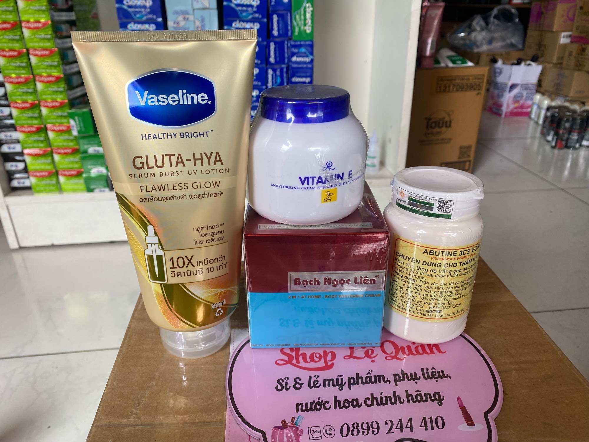 Combo kem trắng da 4 món và 5 món bạch ngọc liên + vaseline + enova + pond’s