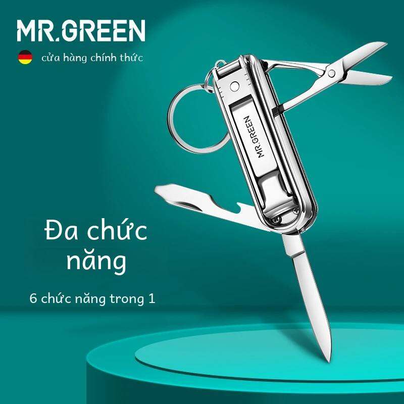 Mr. màu xanh lá cây đa chức năng cắt móng tay Sáu chức năng tập tin móng tay mở chai nhỏ cắt kéo cắt móng tay thép không gỉ