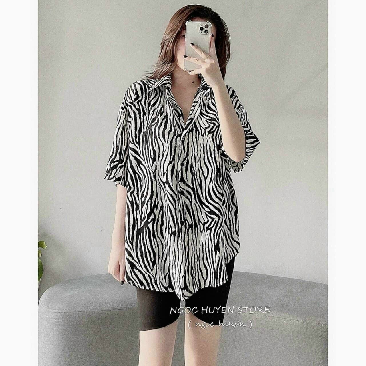 Set áo sơ mi vằn quần ngố full set