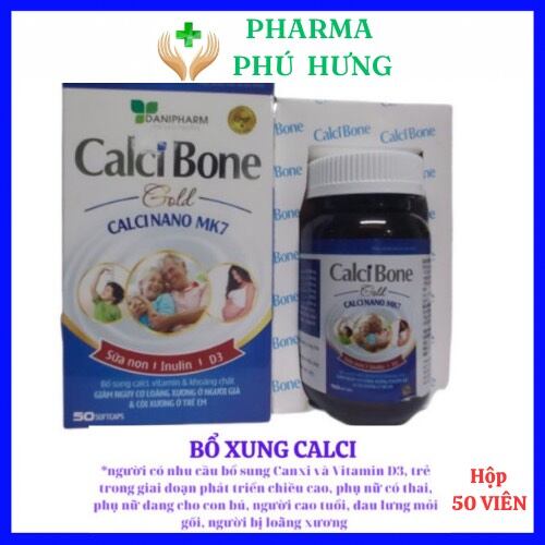 CALCI BONE GOLDlọ 50 viênbổ sung calci giảm nguy cơ loãng xương người lớn