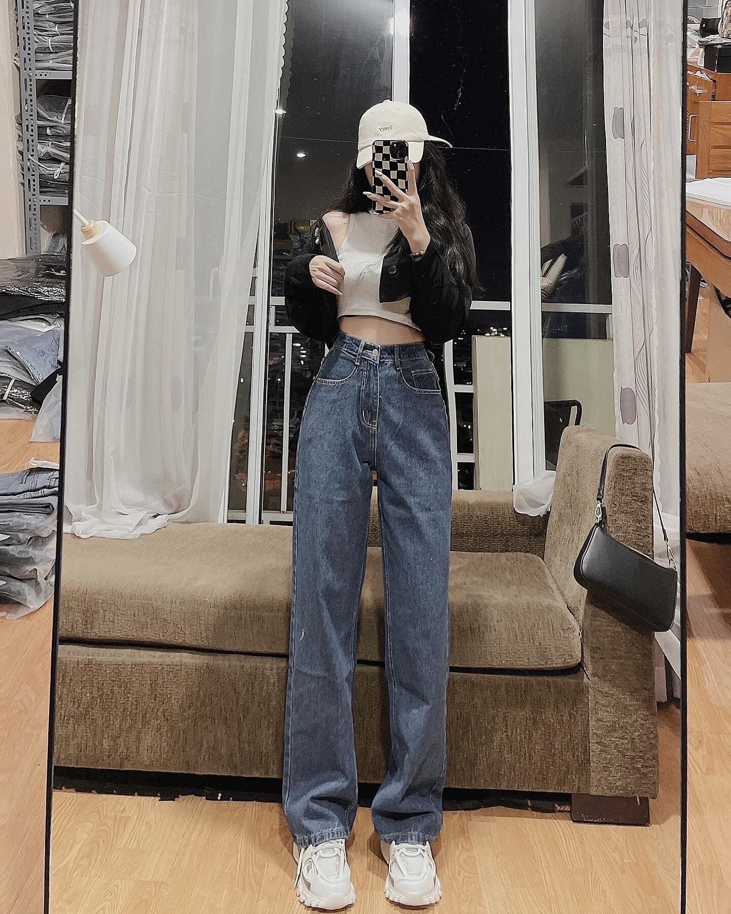 Baggy Jeans Lưng Cao Ống Suông