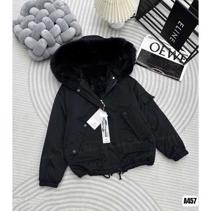 (MS2020) Áo khoác Parka lót lông- cổ lông thỏ cao cấp