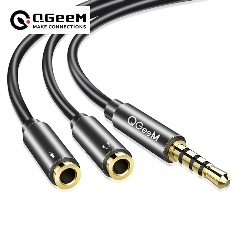 Qgeem 3.5mm Bộ Chia Âm Thanh Giắc Cắm Máy Tính Jack 1 Nam Sang 2 Nữ Mic Y Splitter Aux Cáp Tai Nghe Bộ Chuyển Đổi Được Chứng Nhận Bởi Ce Fcc Cho Loa, Máy Tính, Micro, Đa Phương Tiện, Màn Hình, Máy Chiếu, Tivi Và Mp3/mp4