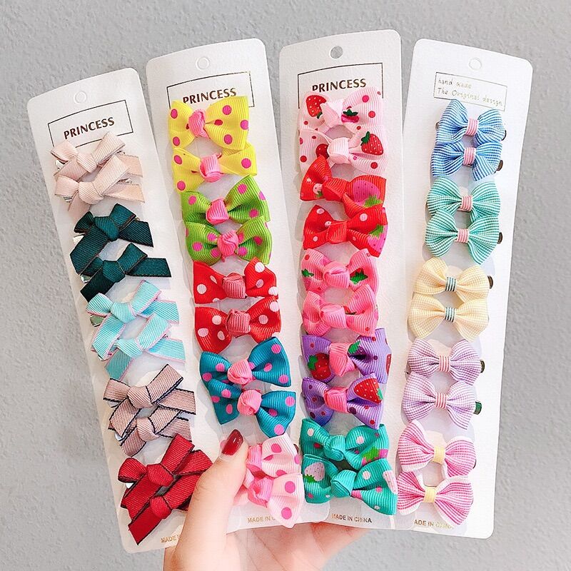 Set 10 kẹp tóc nơ xinh xắn đáng yêu cho bé