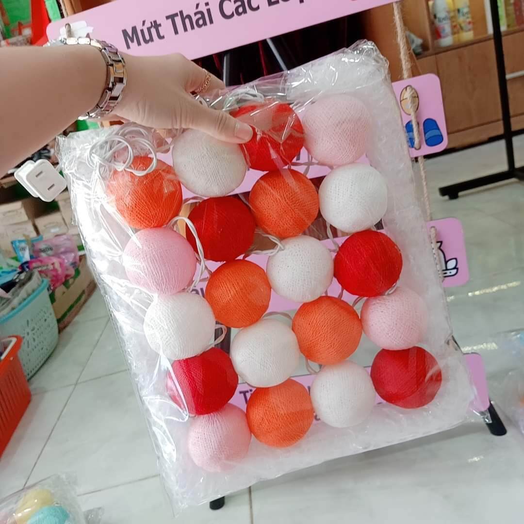 ĐÈN MÂY COTTON THÁI LAN - DÂY 20 BÓNG