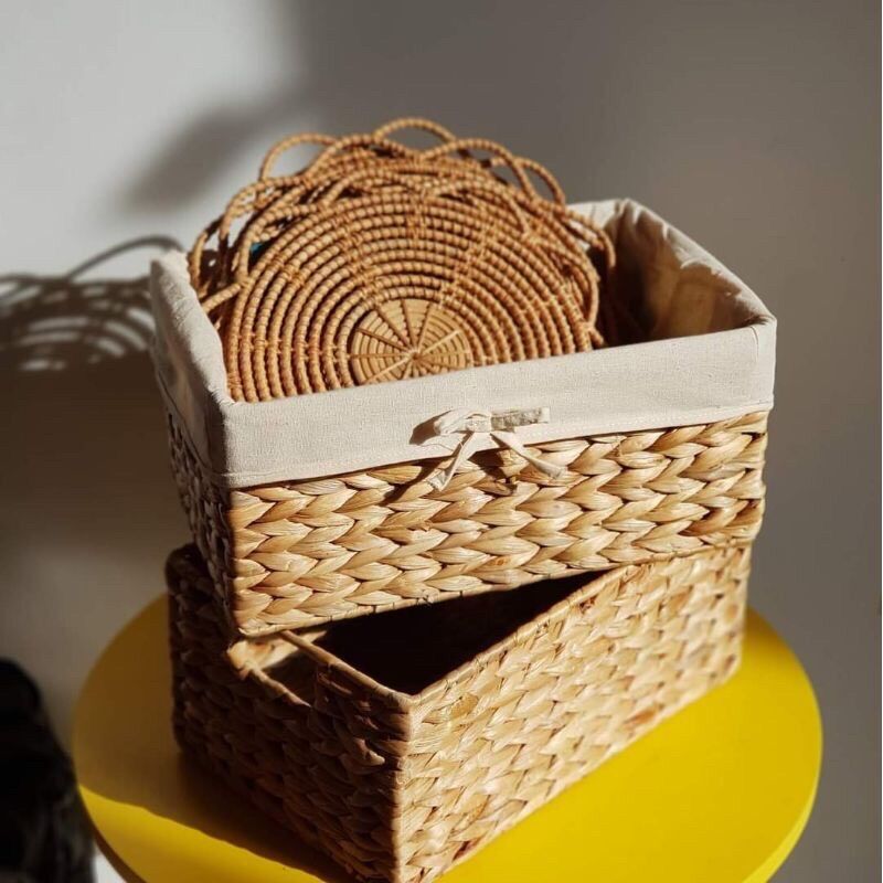 Giỏ đựng đồ đa năng, trang trí nhà cửa giỏ lục bình đan tay, phong cách vintage