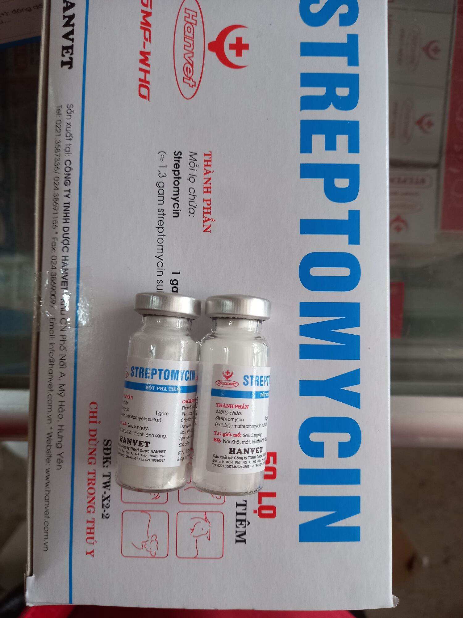 Streptomycin 1 g hàng hanvet(50 lọ/ hộp hoặc 10 lọ)