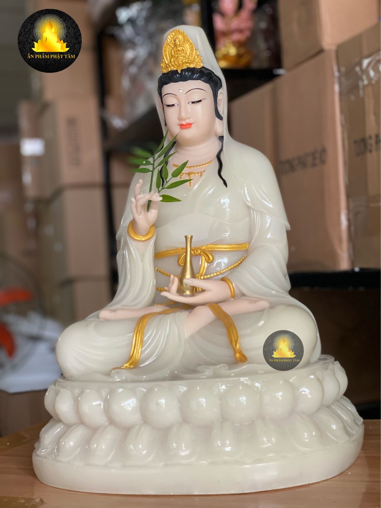 Tượng Quan Thế Âm 50cm Bộ Đá Thạch Anh