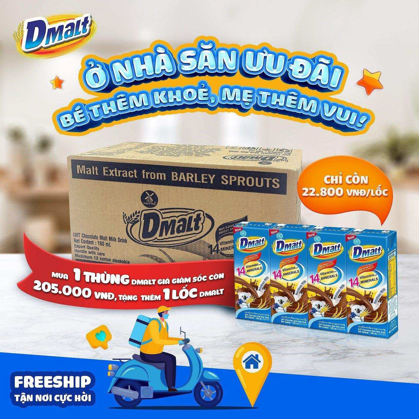 SỮA DMALT CACAO LÚA MẠCH (ÚC)  (8lốc)