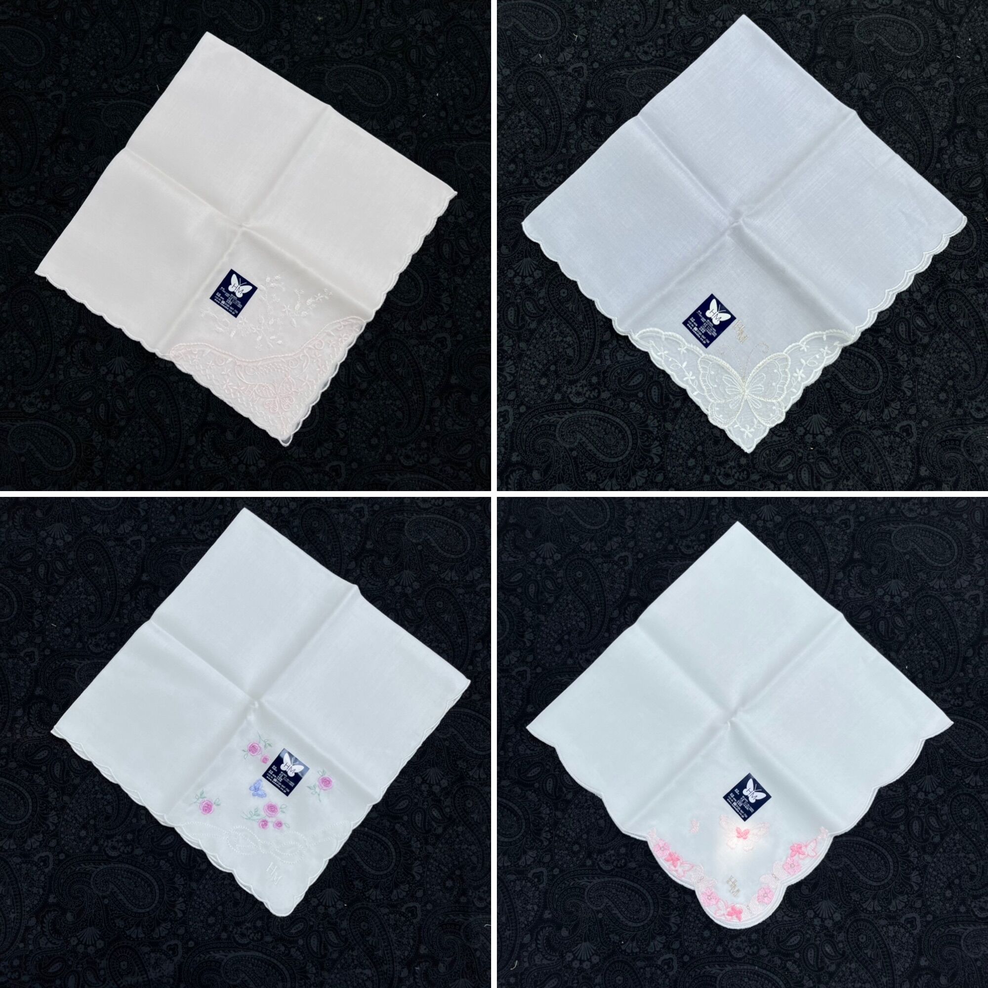 Khăn mùi xoa nữ Nhật Bản hoạ tiết vintage. 100% cotton. 48 cm