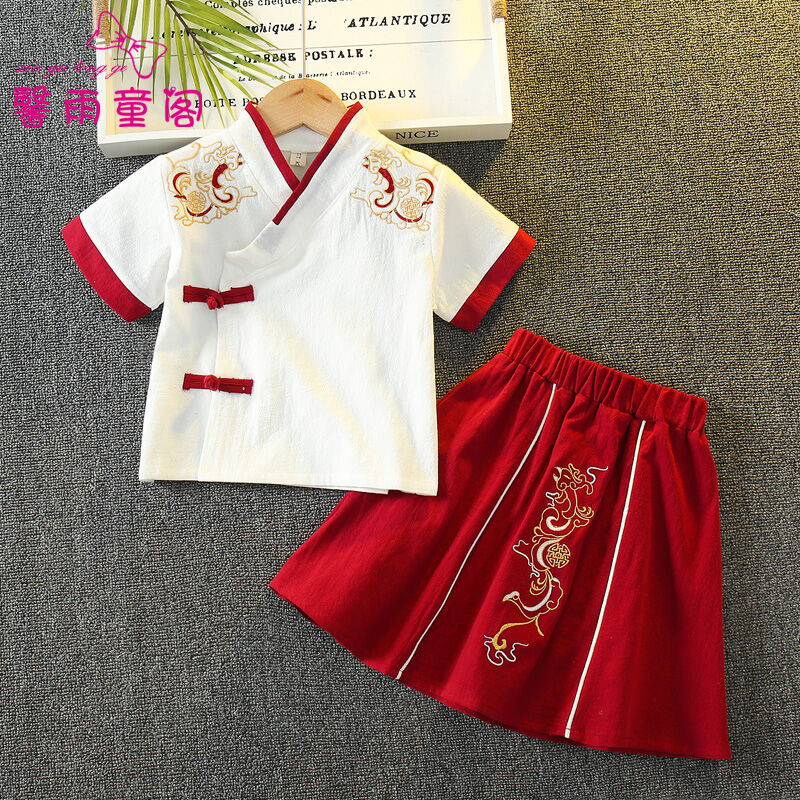 Hán phục trẻ em bộ đồ cotton lanh trang phục mùa hè cho bé trai trang phục thời đường phong cách trung quốc trang phục biểu diễn cho bé gái trang phục cổ trang quốc học