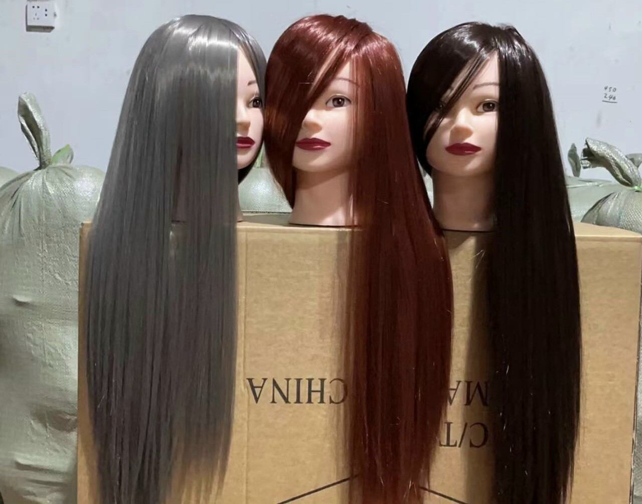 Đầu manocanh - Đầu ken cắt tóc, học bới tóc 50% tóc thật