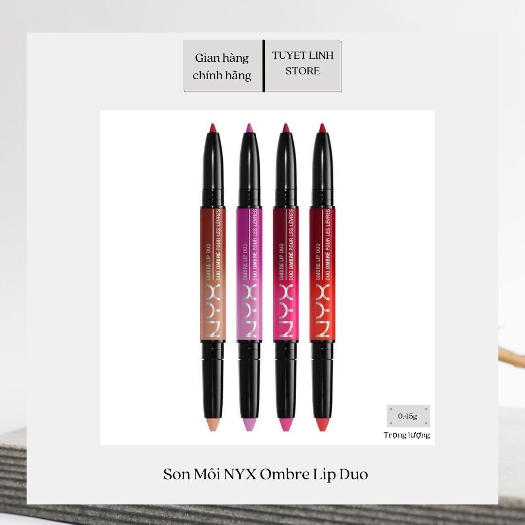 Son Môi 2 Đầu Tiện Lợi Siêu Lì Bền Màu Mẫu Mã Sang Trọng NYX Ombre Lip Duo The USA 0.45g (100% From USA)