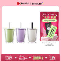 Ly nhựa 2 lớp uống trà sữa Lock&Lock Bubble Tea Cold Cup HAP529 - 3 màu - 720ml - ống hút lớn, hai lớp chống đổ mồ hôi