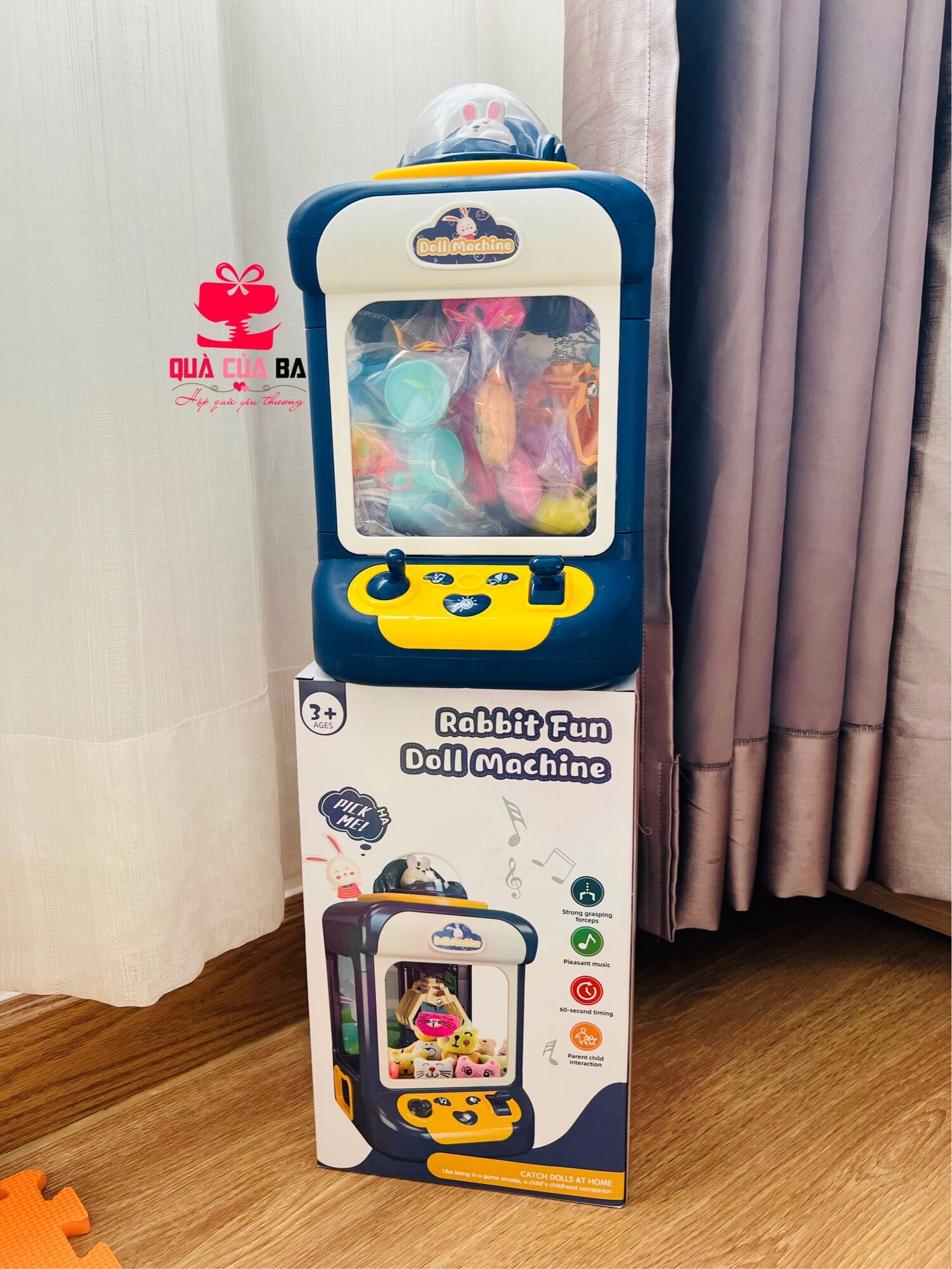 Đồ chơi máy gắp thú bông mini Rabbit Claw Machine có đèn, có nhạc cho bé
