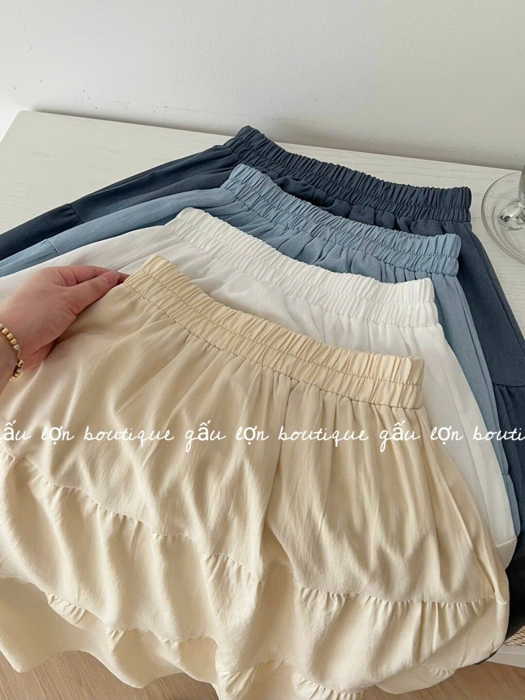chân váy midi 3 tầng chất thô 2lớp hàn quốc