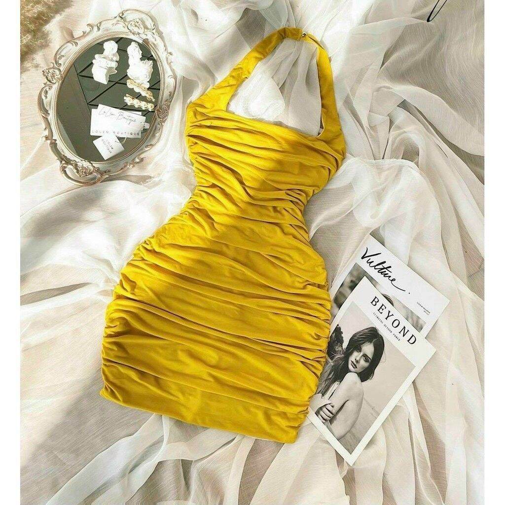 ĐẦM BODY LỤA NHÚNG THÂN ÔM CỔ VUÔNG FORM DƯỚI 47KG(U)