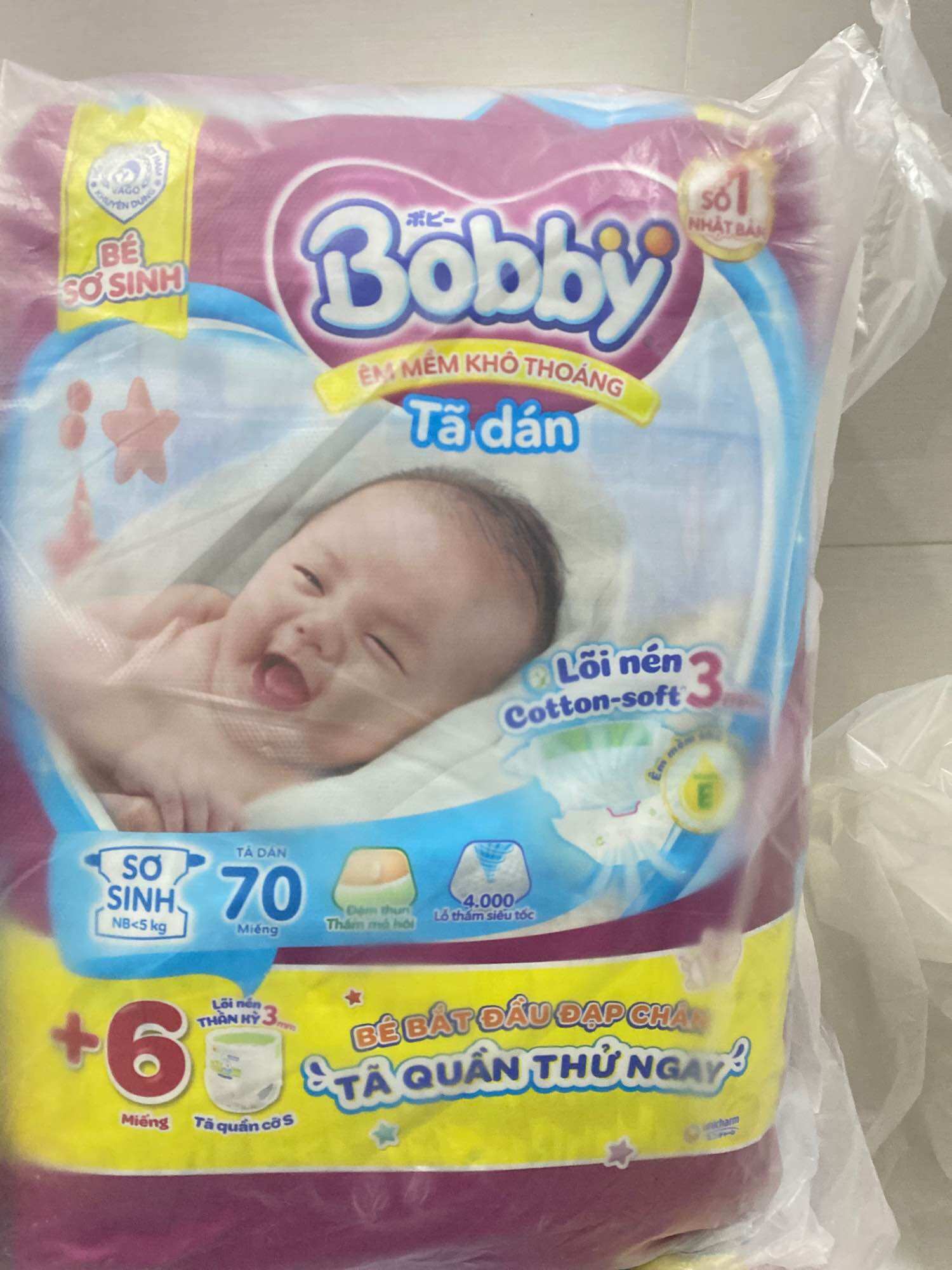 Free 4 Pieces of One-Sided Open Diapers/Bobby Newborn Diapers Size Xs70