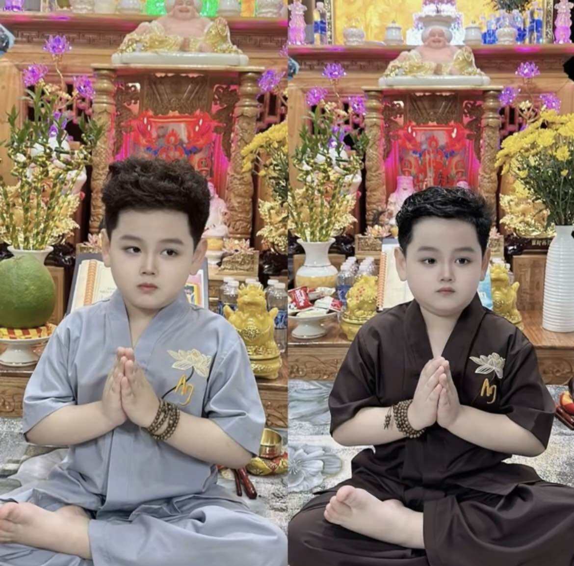 Đồ lam bé trai , bé gái chất kate nhiều màu thêu sen và chữ An từ 5kg đến 40kg