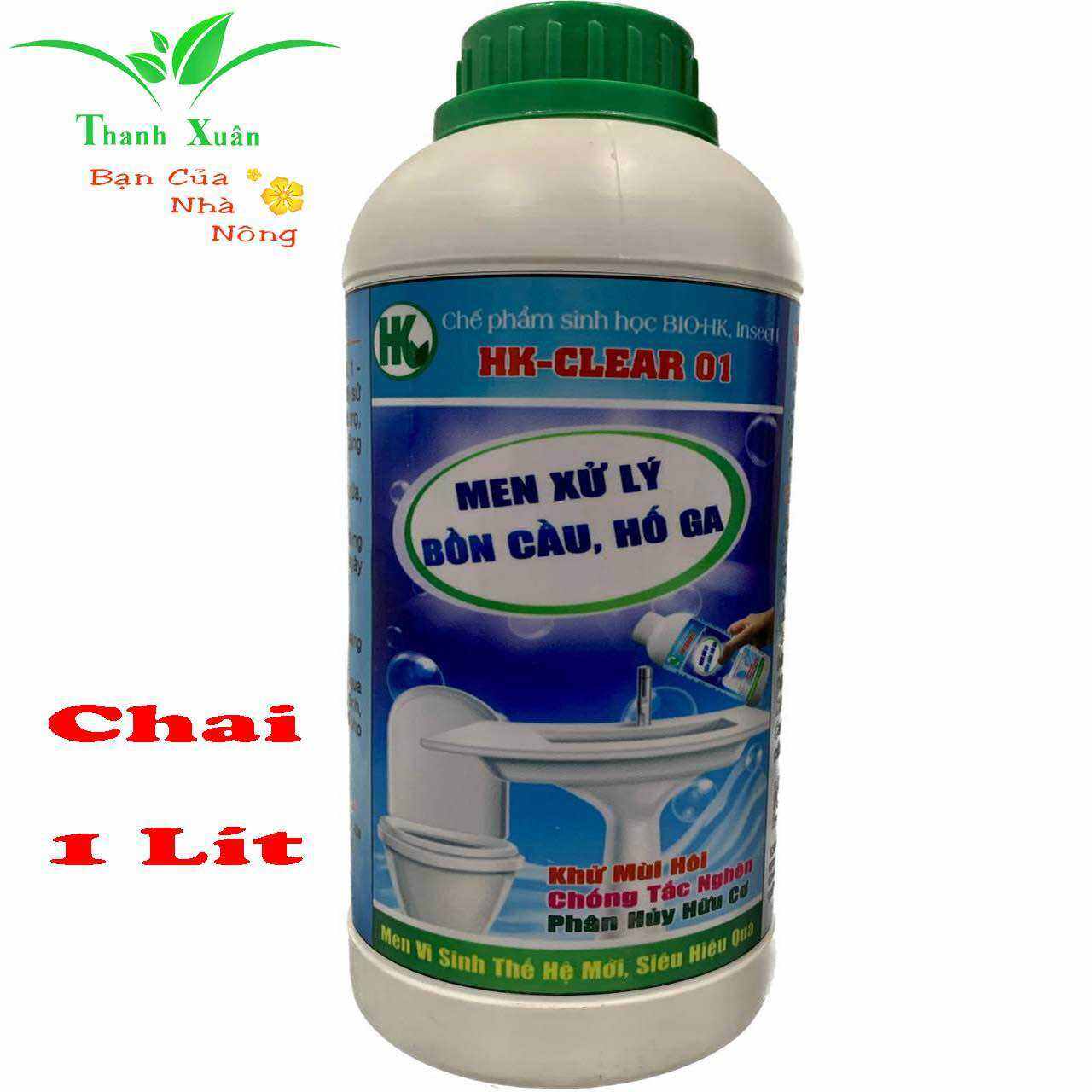 Men Xử Lý Mùi Hôi Bồn Cầu Hố Ga Bể Phốt Chế Phẩm Sinh Học chai 1 Lít