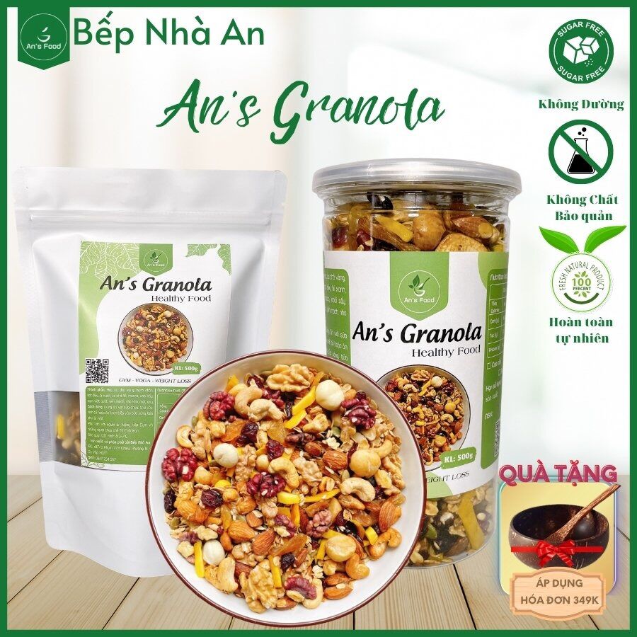 Granola ăn kiêng không đường - Ngũ cốc ăn kiêng nhiều hạt có macca