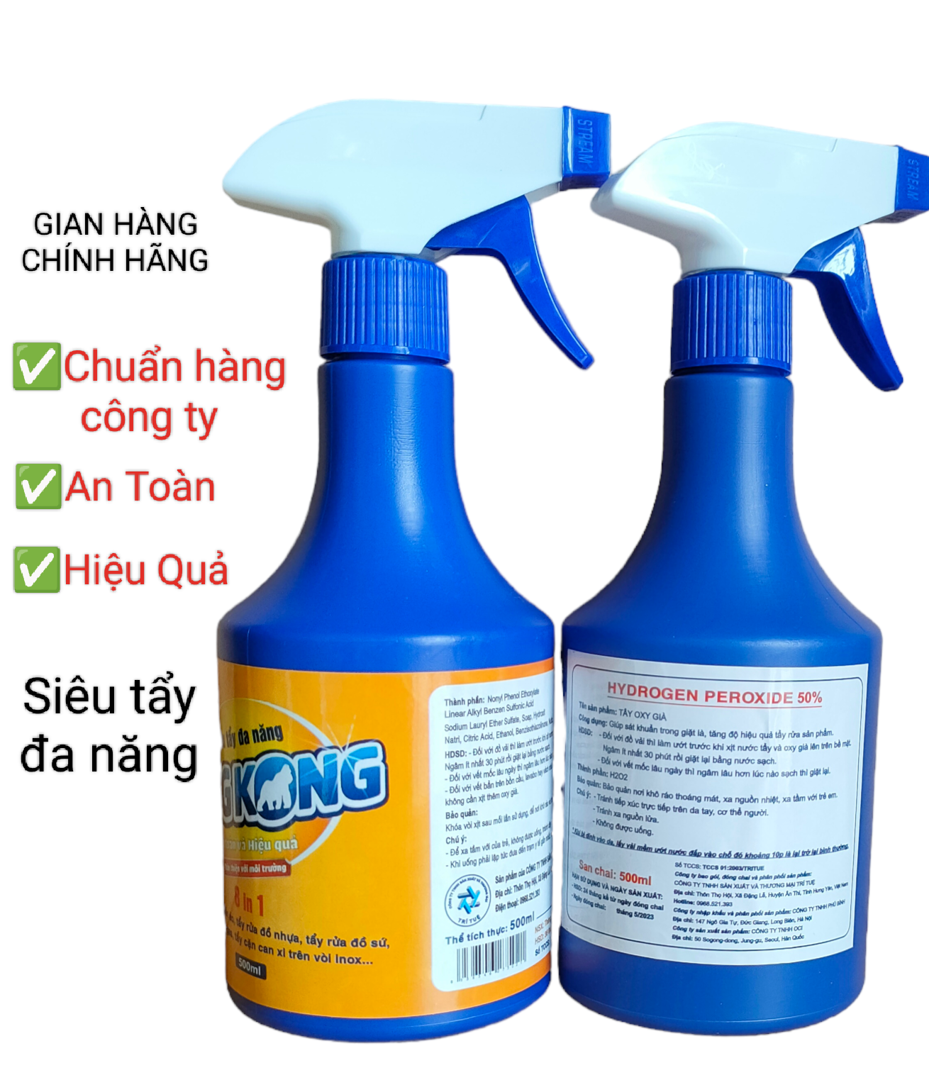 CẶP TẨY ĐA NĂNG KING KONG( Lẻ chai HYDROGEN)