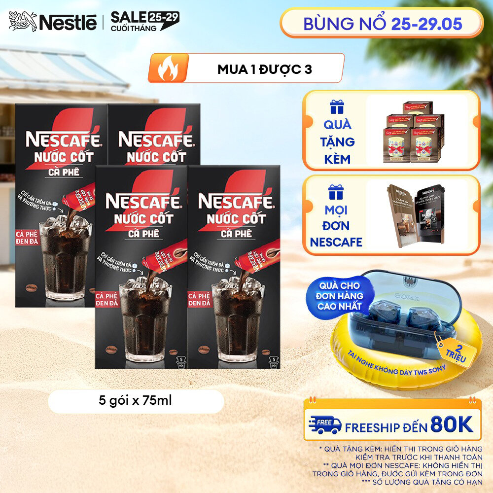 [ƯU ĐÃI THÁNG 5] Combo 4 hộp Nước Cốt Cà Phê NESCAFÉ Cà phê Đen Đá
