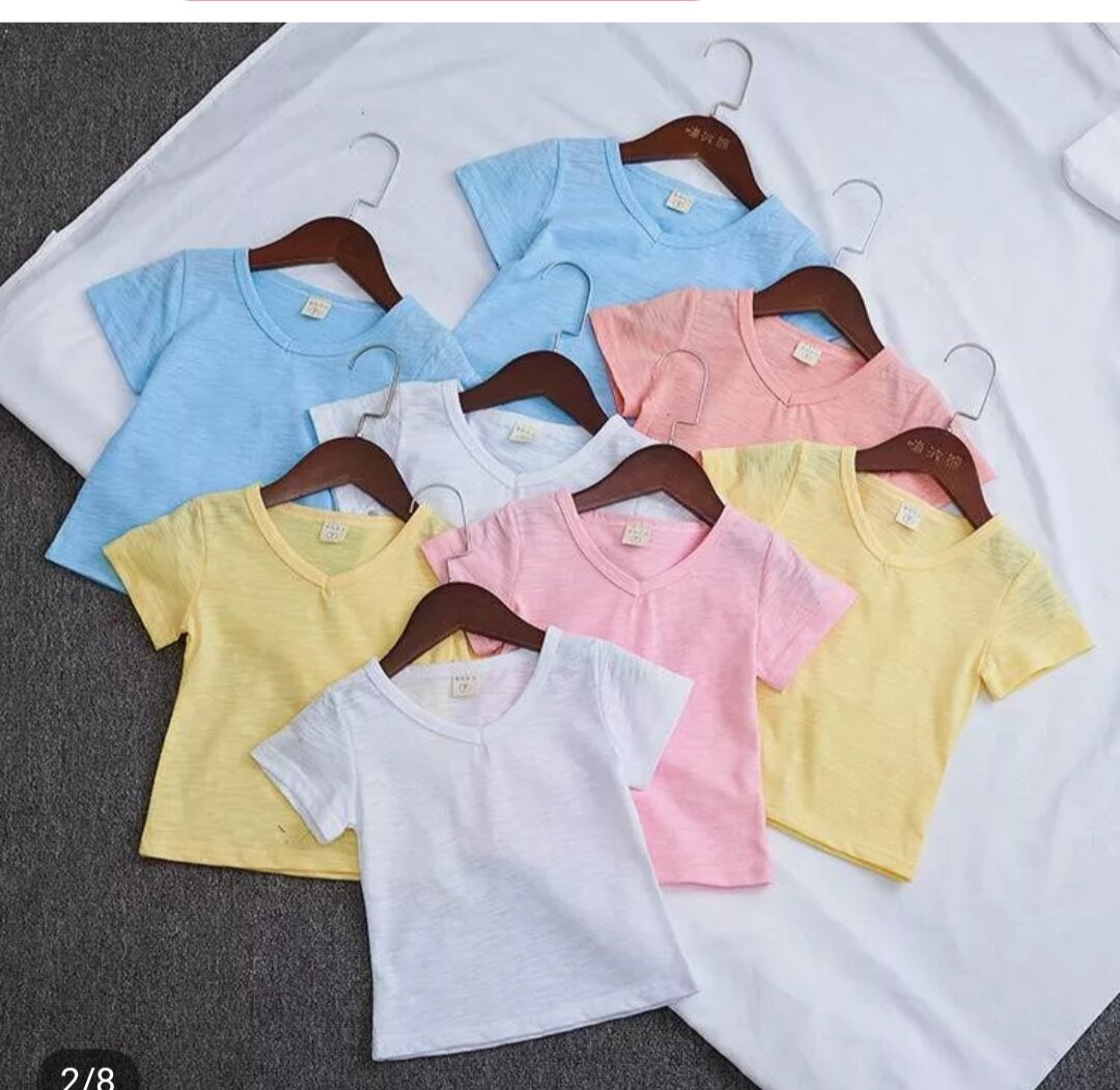 (HCM) áo thun cotton sược cổ tim cho bé gái