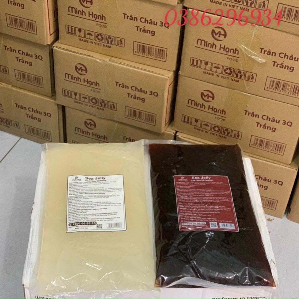 THẠCH TRÂN CHÂU 3Q SEA JELLY MINH HẠNH TRẮNG/ ĐEN - 2KG/ GÓI - Hàng Có Sẵn, hạt trân châu rất giòn