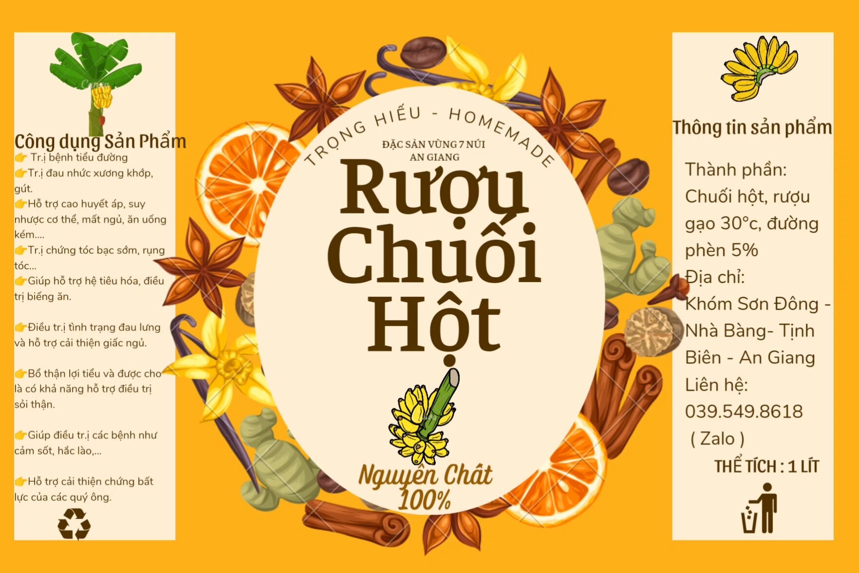 Rượu Chuối Hột - Chai 1 lít