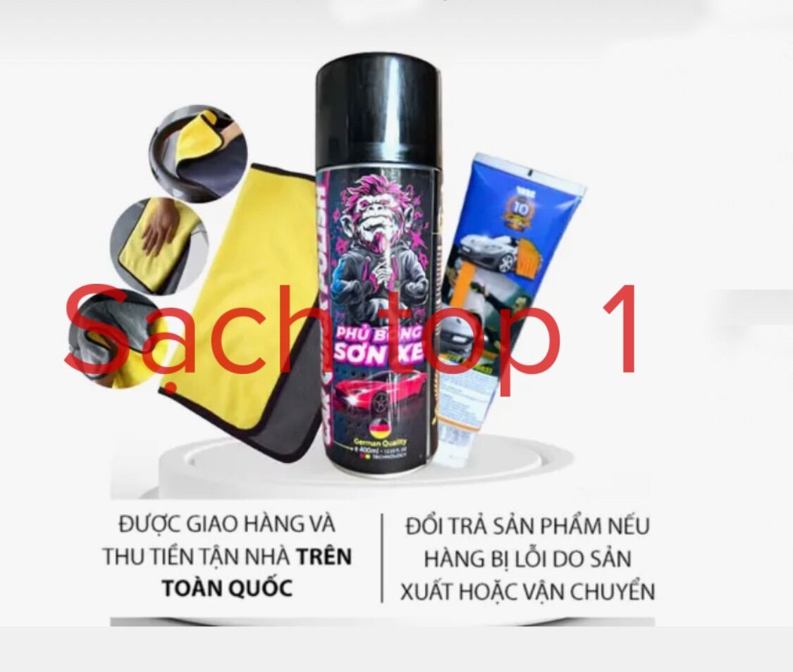 Combo Phủ bóng sơn xe + kem tẩy xước cạn + khăn siêu thấm hút.